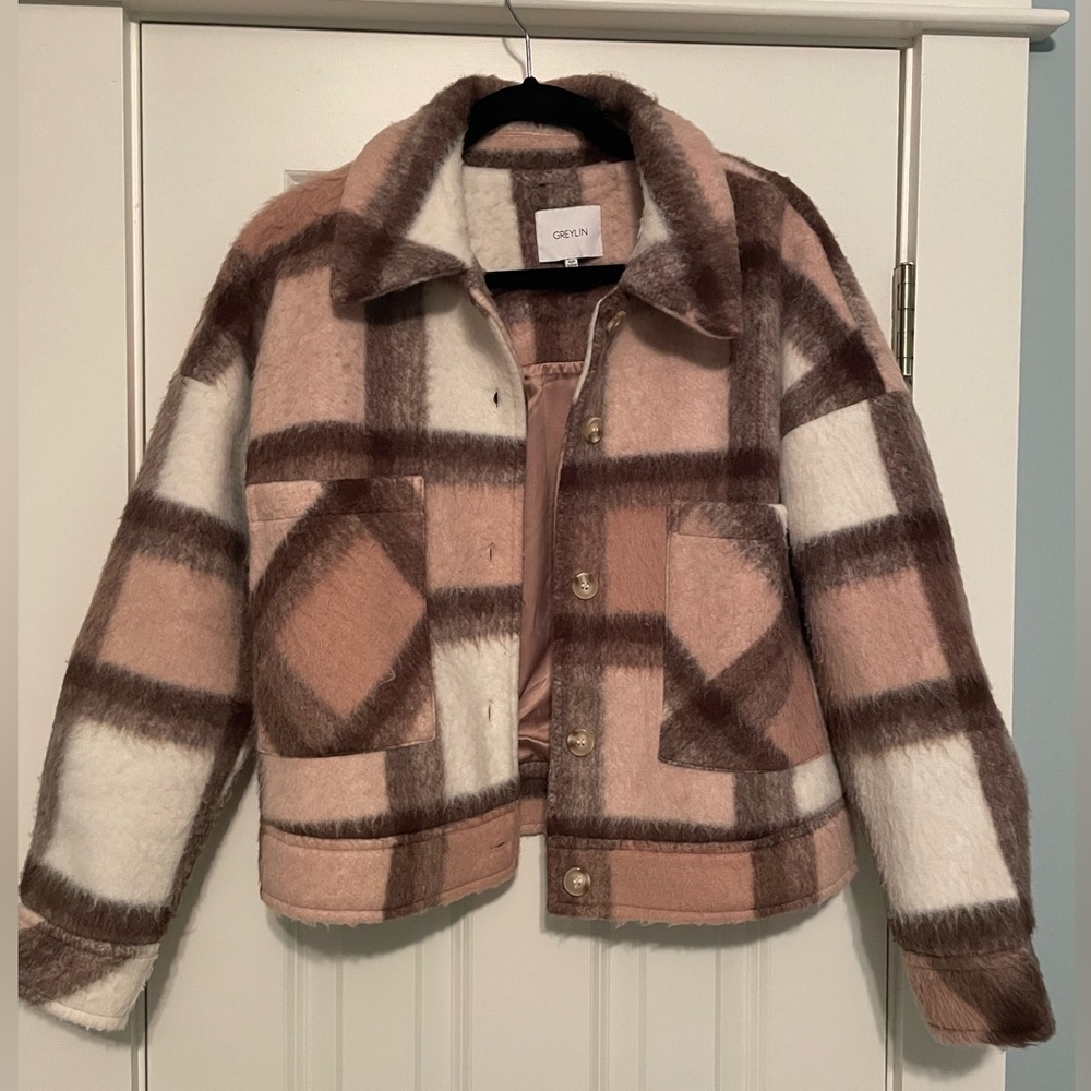 Greylin Women's Plaid Jacket - Pink and Brown